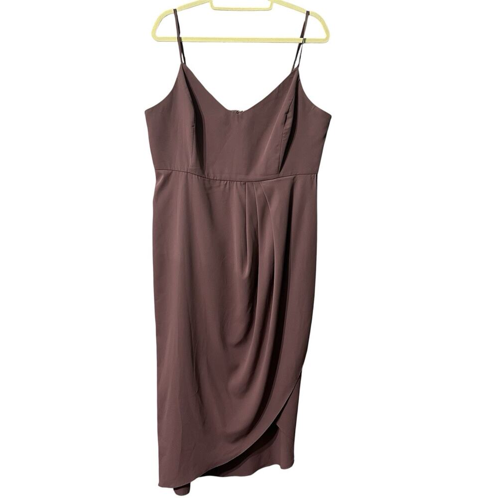 Lulus Plus Size Midi Dress 1X Reinette Mauve Pleated Bridesmaid Party Romantic
